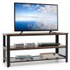 3-Tier Industrial Entertainment TV Stand with Metal Mesh Shelf