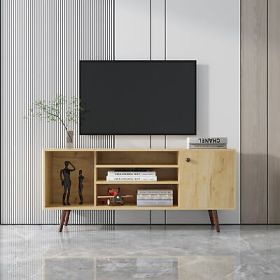 TV Stand Entertainment Center with Open Storage Shelves and Cabinet TV Console