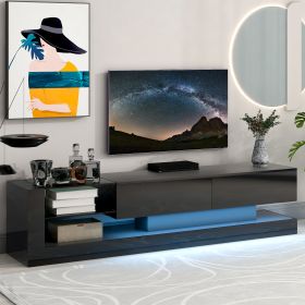 On-Trend TV Stand with Two Media Storage Cabinets Modern High Gloss