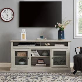 Contemporary TV Media Stand Modern Entertainment Console for TV Up to 65" with Open and Closed Storage Space, Stone Gray, 60"W*15.75"D*29"H