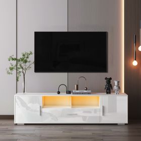 QUICK ASSEMBLE WHITE morden TV Stand,only 20 minutes to finish assemble, with LED Lights,high glossy front TV Cabinet,can be assembled in Lounge Room,