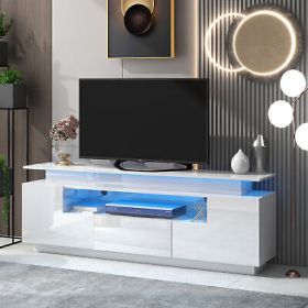 ON-TREND Modern, Stylish Functional TV stand with Color Changing LED Lights,