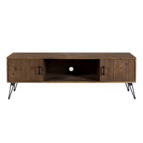 Clive 60 Inch Reclaimed Wood Rectangle Farmhouse TV Stand Media Console, 2