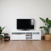 Morden TV Stand with LED Lights, High Glossy Front Cabinet,TV Bench up to 63