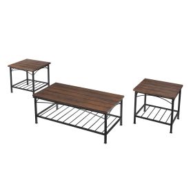 3 in 1 Coffee Table, Living Room Table with Open Storage, Coffee Table Set of 3 for Home, Office, Rustic Brown