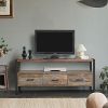 60 inch Reclaimed wood Media TV Console table with 3 Drarwer, Open Shelf,