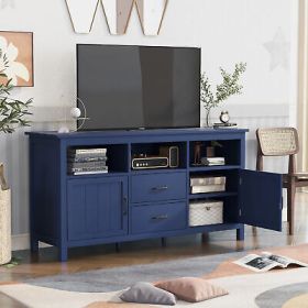 TV Stand for TV up to 68 in with 2 Doors and 2 Drawers Open Style