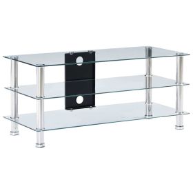 TV Stand Transparent 35.4"x15.7"x15.7" Tempered Glass