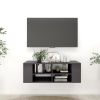 Wall-Mounted TV Cabinet High Gloss Gray 40.2"x13.8"x13.8" Engineered Wood