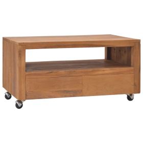 TV Cabinet with Wheels 31.5"x19.7"x16.5" Solid Teak Wood