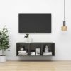 Wall-mounted TV Cabinet High Gloss Gray 14.6"x14.6"x42.1" Engineered Wood