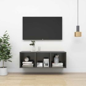 Wall-mounted TV Cabinet High Gloss Gray 14.6"x14.6"x42.1" Engineered Wood