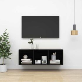 Wall-mounted TV Cabinet High Gloss Black 14.6"x14.6"x42.1" Engineered Wood