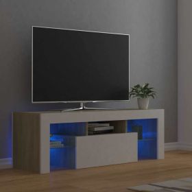 TV Cabinet with LED Lights White and Sonoma Oak 47.2"x13.8"x15.7"