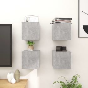 Wall Mounted TV Cabinets 4 pcs Concrete Gray 12"x11.8"x11.8"