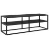 TV Cabinet Black with Black Glass 47.2"x15.7"x15.7"