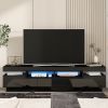 On-Trend TV Stand with 4 Open Shelves, Modern High Gloss Entertainment Center for 75 Inch TV, Universal TV Storage Cabinet with 16-color RGB LED Color