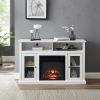 Modern Electric Fireplace TV Stand for TV\\\\\\\'s Up to 55&quot; Media Entertainment Center Console with Insert Fireplace and Adjustable Shelves; Sto