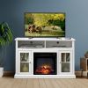 Modern Electric Fireplace TV Stand for TV\\\\\\\'s Up to 55&quot; Media Entertainment Center Console with Insert Fireplace and Adjustable Shelves; Sto