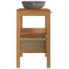 Bathroom Vanity Cabinet Solid Teak with Riverstone Sink