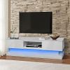 51.18inch WHITE morden TV Stand with LED Lights,high glossy front Cabinet,can be