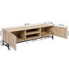 60 TV Stand with Open Doors and Storage Shelf, Oak & Black