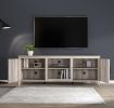 TV Stand Storage Media Console Entertainment Center With Two Doors, Grey Walnut