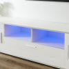 QUICK ASSEMBLE WHITE morden TV Stand,only 20 minutes to finish assemble, with LED Lights,high glossy front TV Cabinet,can be assembled in Lounge Room,