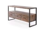 60 inch Reclaimed wood Media TV Console table with 3 Drarwer, Open Shelf,