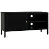 TV Cabinet Black 35.4"x11.8"x17.3" Steel and Glass