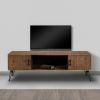 Clive 60 Inch Reclaimed Wood Rectangle Farmhouse TV Stand Media Console, 2