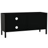 TV Cabinet Black 35.4"x11.8"x17.3" Steel and Glass