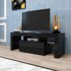 Black TV Stand with LED RGB Lights,Flat Screen Cabinet, Gaming Consoles - in