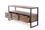 60 inch Reclaimed wood Media TV Console table with 3 Drarwer, Open Shelf,