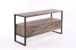 60 inch Reclaimed wood Media TV Console table with 3 Drarwer, Open Shelf,