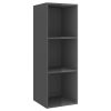 Wall-mounted TV Cabinet High Gloss Gray 14.6"x14.6"x42.1" Engineered Wood