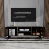 Mid-Century Modern TV Stand for up to 58 inch TV Television Stands with Cabinet Wood Storage TV Console Table, Retro Media Entertainment Center for Li