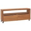 TV Cabinet with Wheels 43.3"x11.8"x15.7" Solid Teak Wood