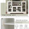 ON-TREND TV Stand for TV up to 60in with 4 Tempered Glass Doors Adjustable Panels Open Style Cabinet, Sideboard for Living room, White (OLD SKU:WF2867