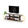 FurnisHome Store Mid Century Modern Tv Stand 4 Shelves Open Storage Entertainment Centre 68 inch Tv Unit, Walnut/Yellow