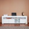 Morden TV Stand with LED Lights, High Glossy Front Cabinet,TV Bench up to 63