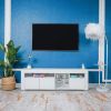 Morden TV Stand with LED Lights, High Glossy Front Cabinet,TV Bench up to 63