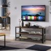 3-Tier Industrial Entertainment TV Stand with Metal Mesh Shelf