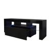 Black TV Stand with LED RGB Lights,Flat Screen Cabinet, Gaming Consoles - in