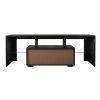 Black TV Stand with LED RGB Lights,Flat Screen Cabinet, Gaming Consoles - in