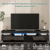 On-Trend TV Stand with 4 Open Shelves, Modern High Gloss Entertainment Center for 75 Inch TV, Universal TV Storage Cabinet with 16-color RGB LED Color