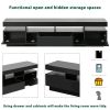 On-Trend TV Stand with 4 Open Shelves, Modern High Gloss Entertainment Center for 75 Inch TV, Universal TV Storage Cabinet with 16-color RGB LED Color