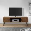 Clive 60 Inch Reclaimed Wood Rectangle Farmhouse TV Stand Media Console, 2