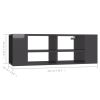 Wall-Mounted TV Cabinet High Gloss Gray 40.2"x13.8"x13.8" Engineered Wood