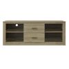 59 Inch Wooden TV Stand with 2 Drawers and 4 Open Compartments, Oak Brown